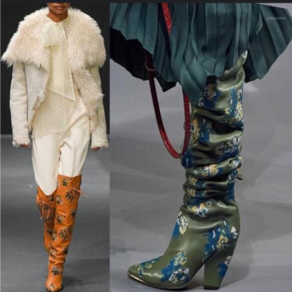 Floral Embroidered Tory Burch over knee boots - Picture 6 of 9